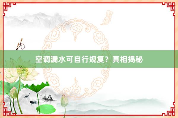 空调漏水可自行规复？真相揭秘